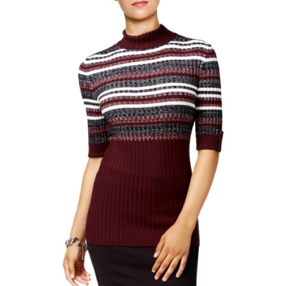 Style & Co. Sweaters - Style & Co striped mock neck ribbed knit top